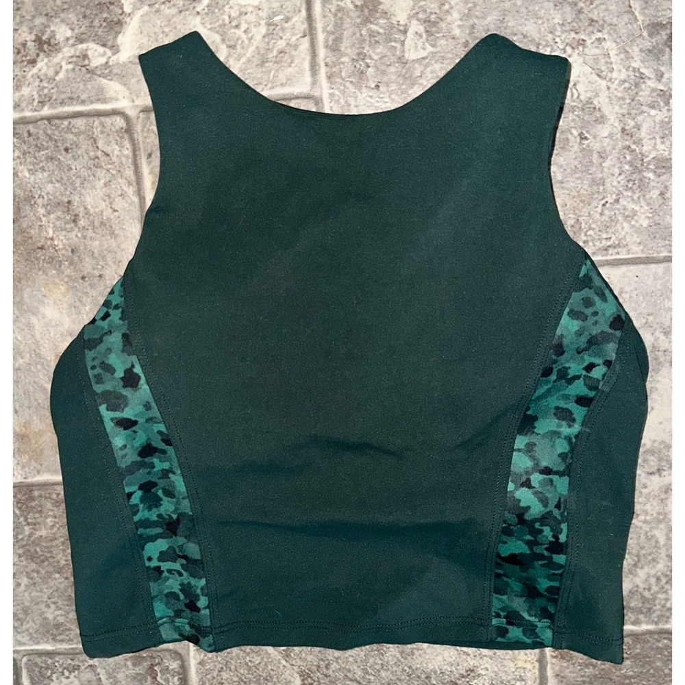 Athleta Conscious Crop Sports Bra Women's XS Green Camo Printed Yoga